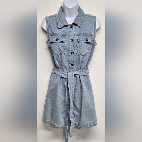 Sincerly Jules Dresses & Skirts - Sincerely Jules S Denim Dress Belted 100% Cotton India Button Down Pockets